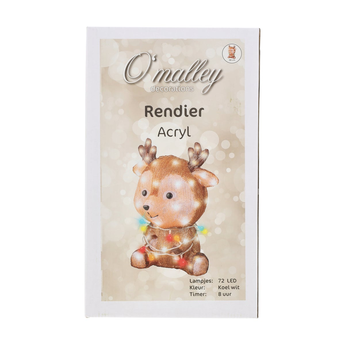 Rendier zittend met kerstverlichting 38 cm 72LED Rendier zittend met kerstverlichting 38 cm 72LED