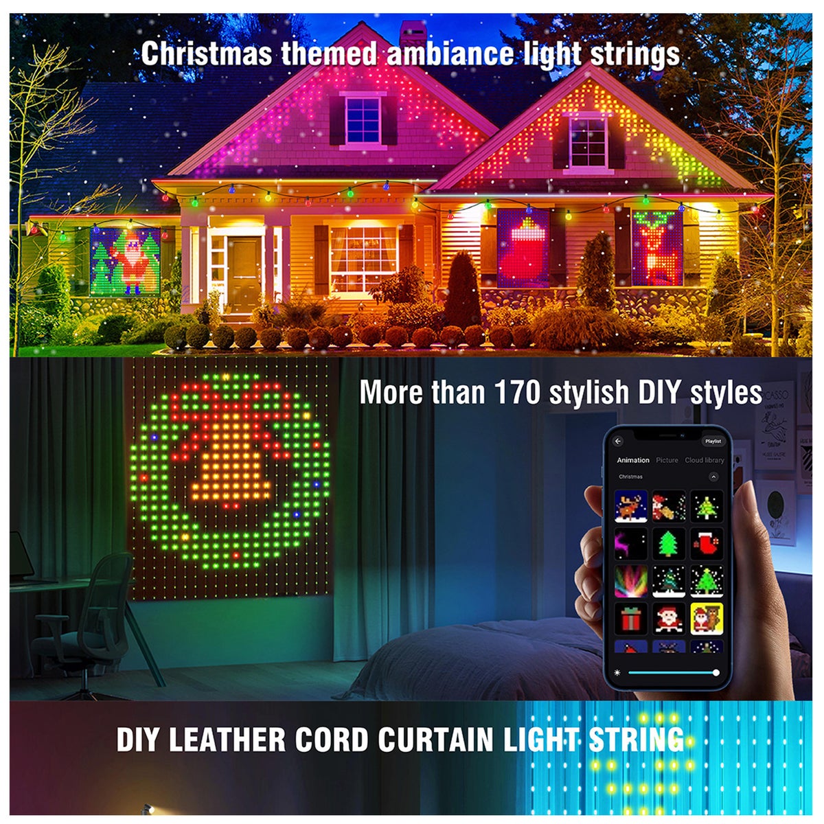 Kerstverlichting gordijn 1.6x1.6 meter Kerstverlichting gordijn 1.6x1.6 meter