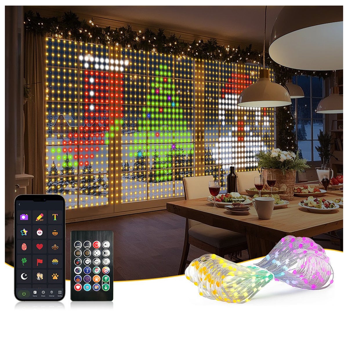 Kerstverlichting gordijn 1.6x1.6 meter Kerstverlichting gordijn 1.6x1.6 meter