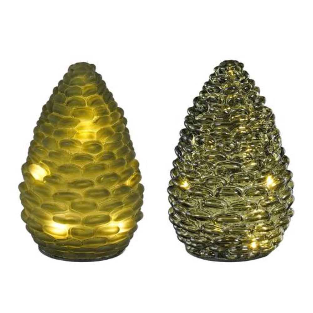 Dennenappel glas groen 10LED 10 cm Dennenappel glas groen 10LED 10 cm