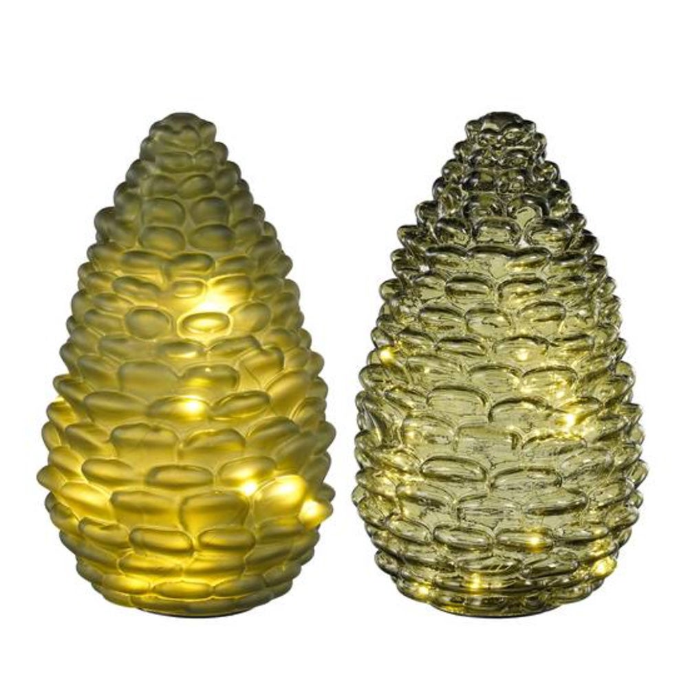 Dennenappel glas groen 15LED 15 cm Dennenappel glas groen 15LED 15 cm