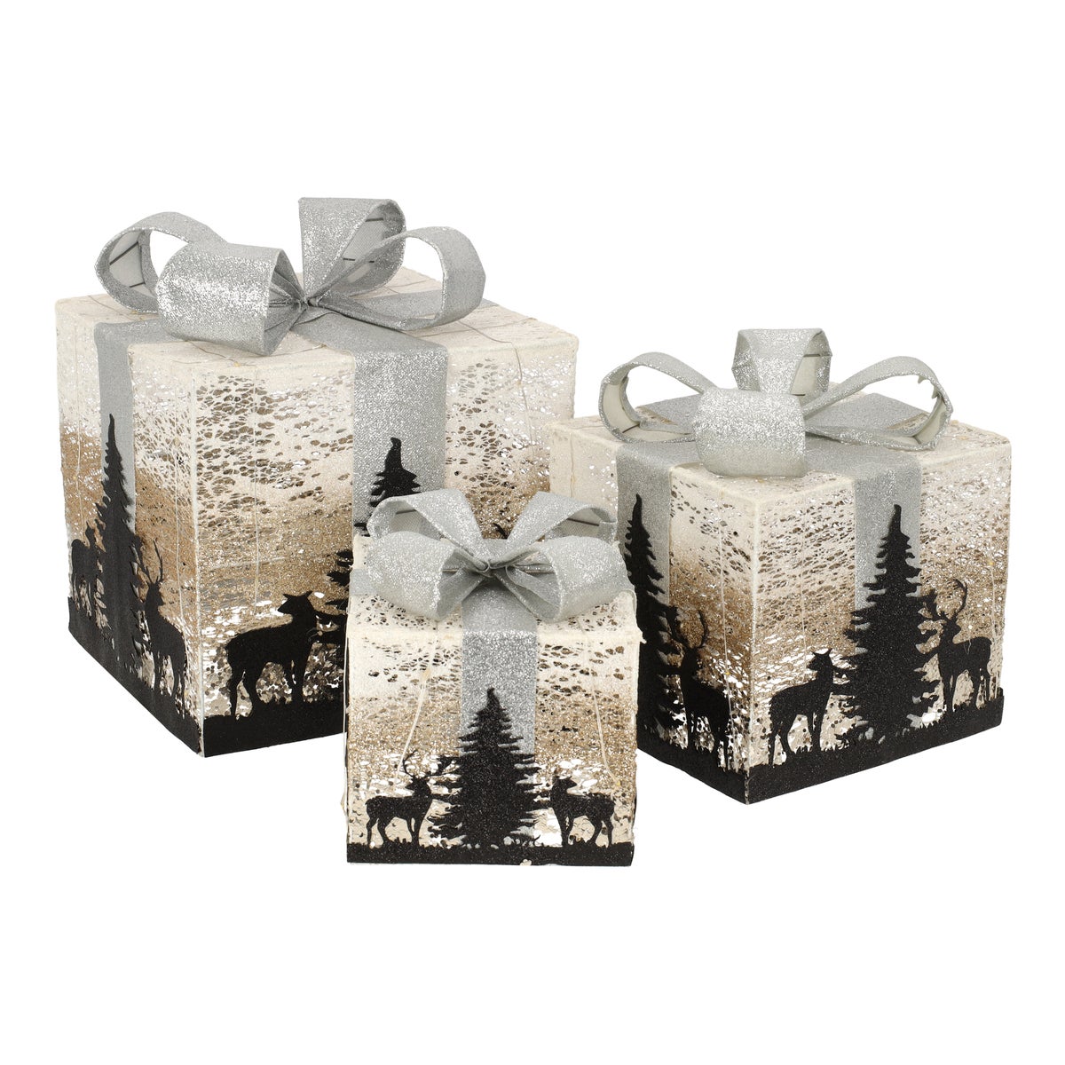 Cadeauset LED bomen rose zilver 3-delig Cadeauset LED bomen rose zilver 3-delig