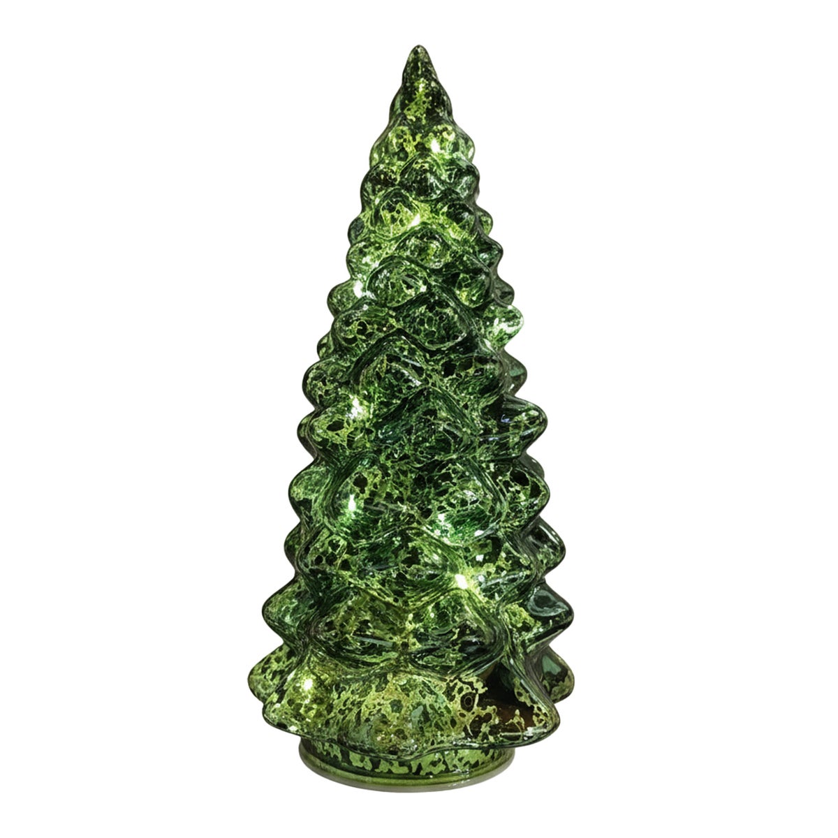 Kerstboom groen glas 19 cm met LED-lampjes Kerstboom groen glas 19 cm met LED-lampjes