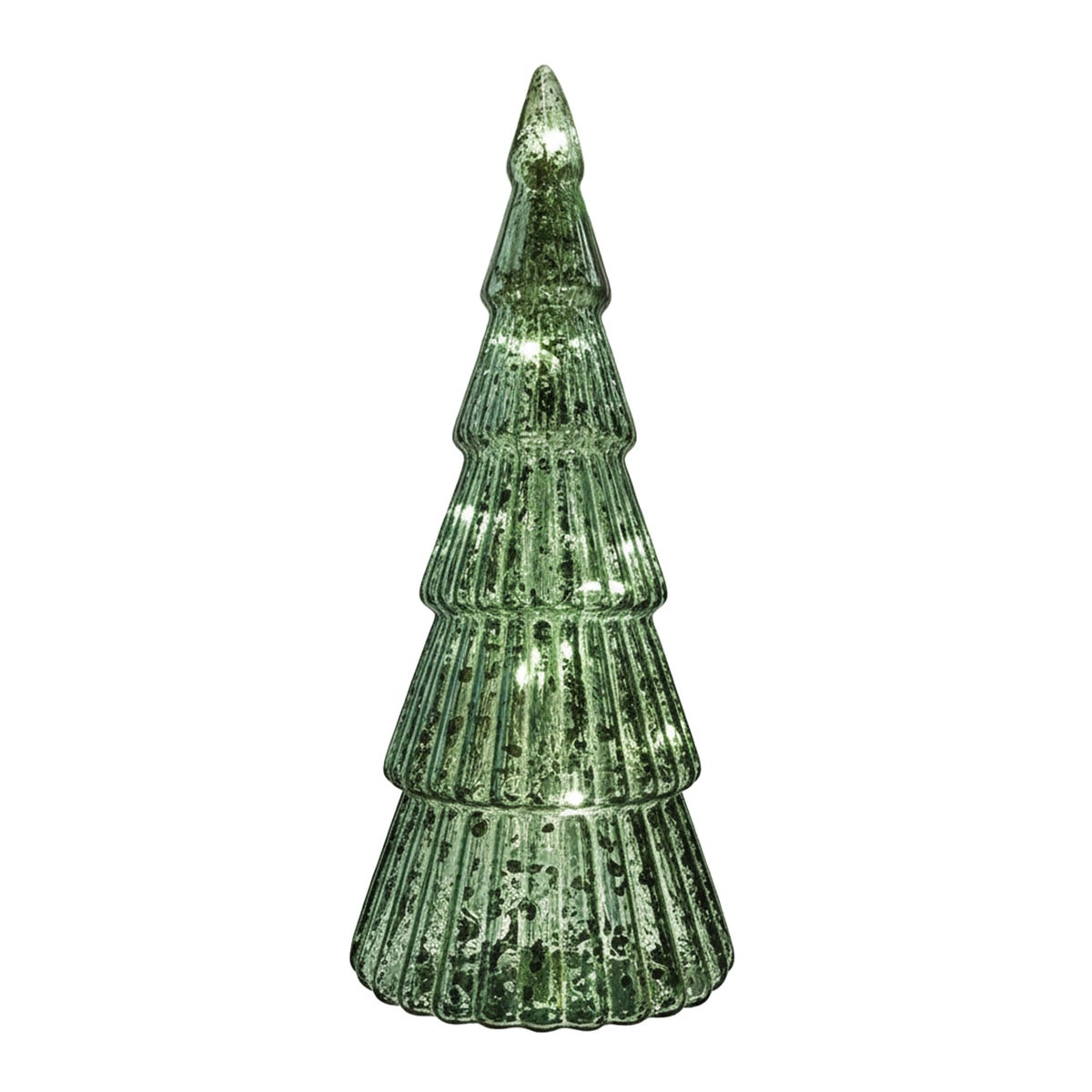 Kerstboom groen glas 21 cm met LED-lampjes Kerstboom groen glas 21 cm met LED-lampjes