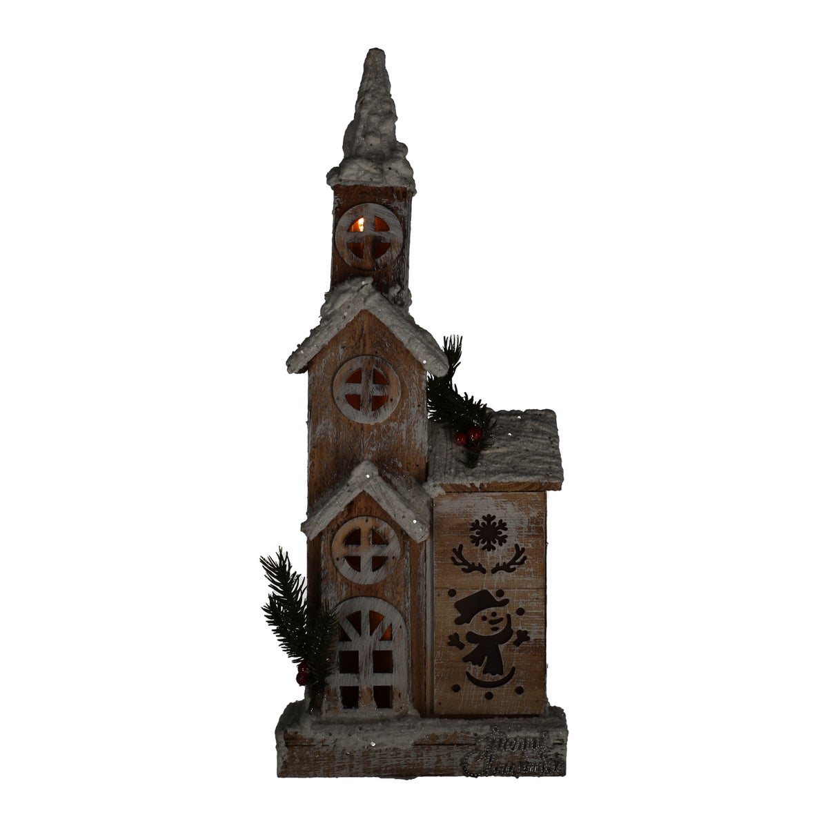 Kersthuis lasercut hout 49 cm met LED verlichting Kersthuis lasercut hout 49 cm met LED verlichting
