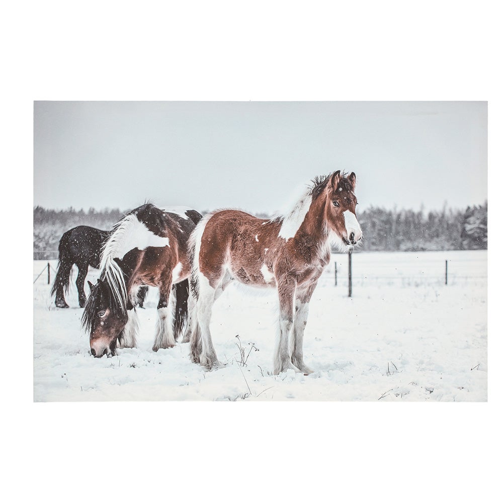 Schilderij LED paarden 60 x 40 cm Schilderij LED paarden 60 x 40 cm