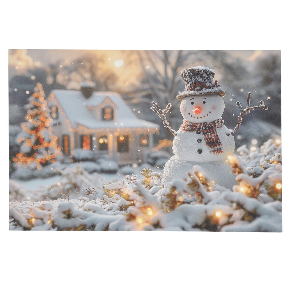Schilderij LED sneeuwman 60 x 40 cm Schilderij LED sneeuwman 60 x 40 cm