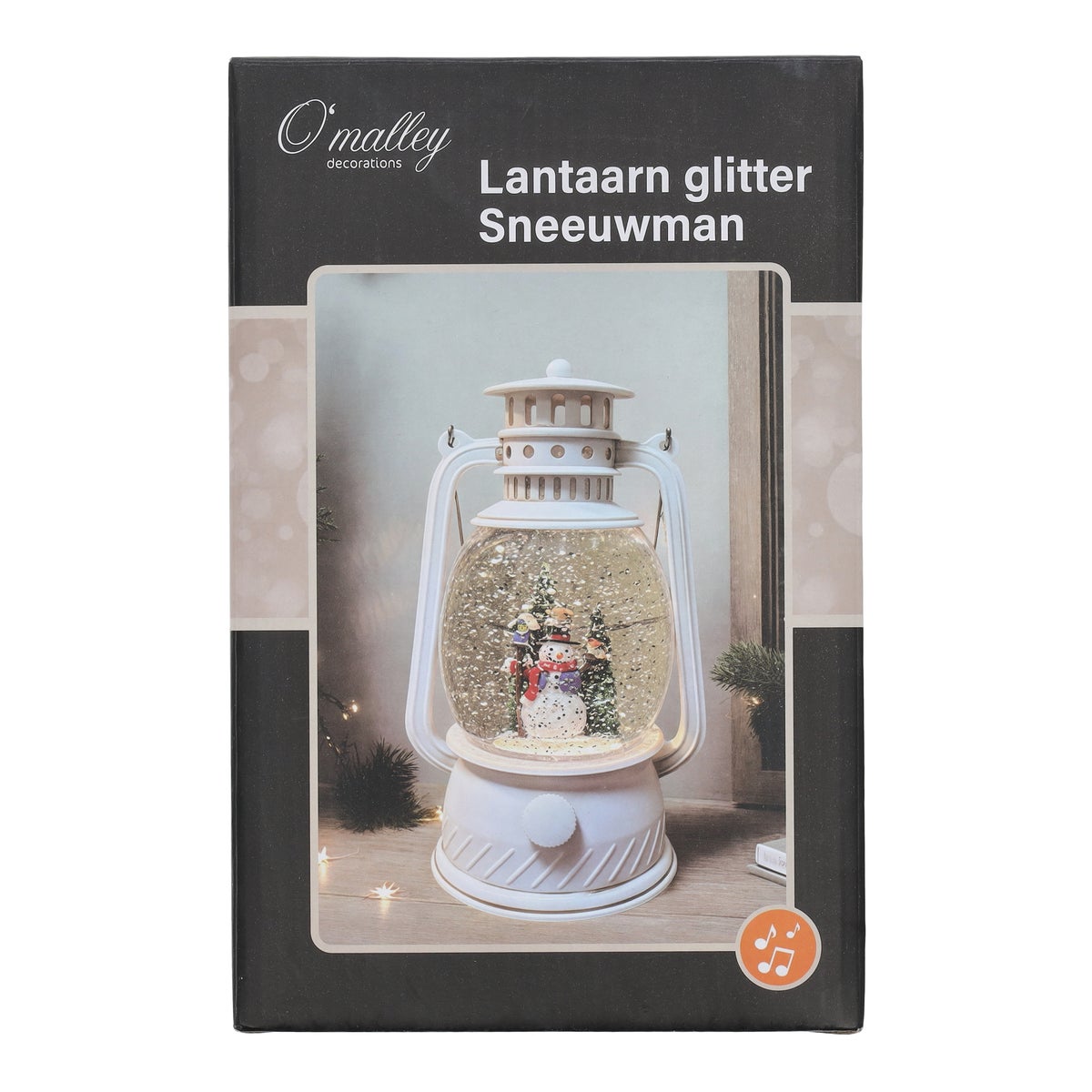 Lantaarn glitter sneeuwman wit 20cm Lantaarn glitter sneeuwman wit 20cm