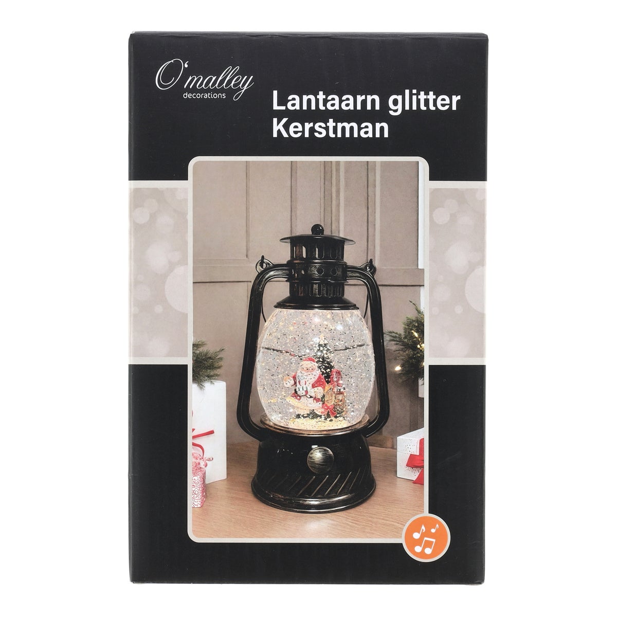 Lantaarn glitter kerstman antique 20cm Lantaarn glitter kerstman antique 20cm