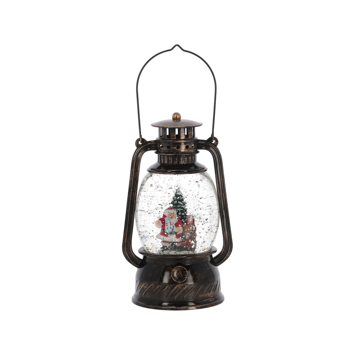 Lantaarn glitter kerstman antique 20cm Lantaarn glitter kerstman antique 20cm