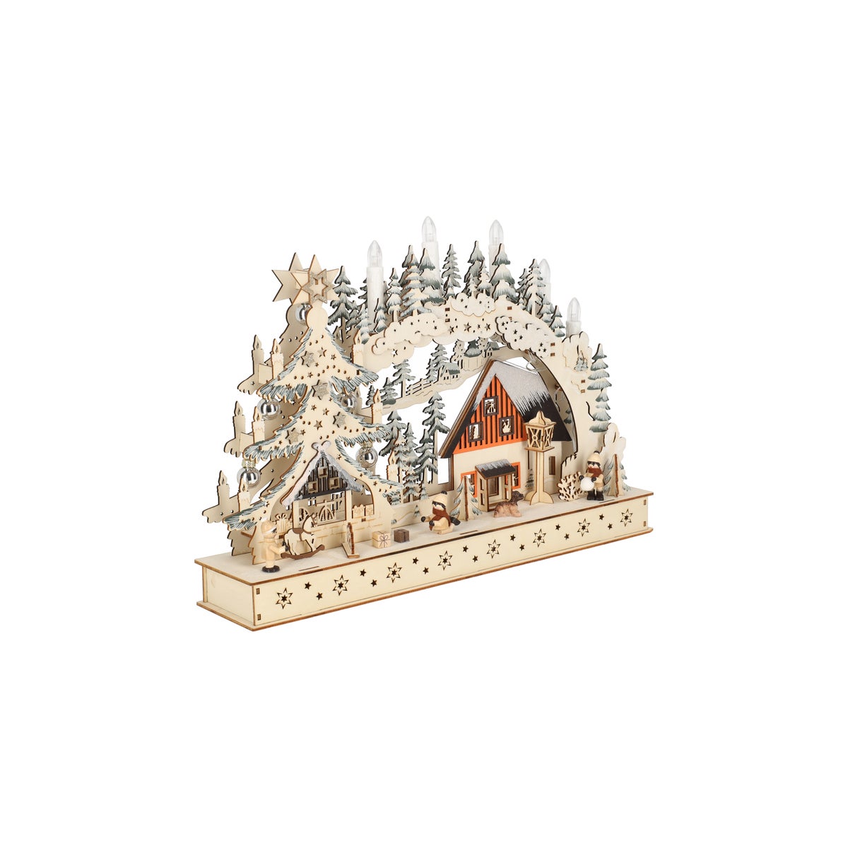 Dorp kerst hout 45 x 30 cm 10 LED-warm wit Dorp kerst hout 45 x 30 cm 10 LED-warm wit