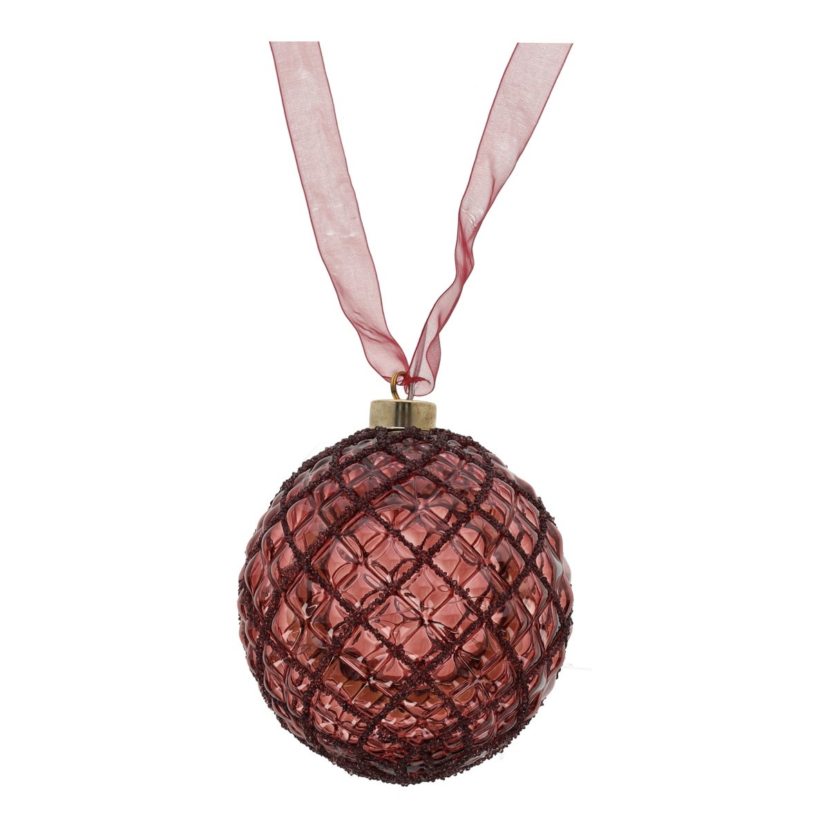 Bal met lint burgundy 14 cm 30 LED-warm wit Bal met lint burgundy 14 cm 30 LED-warm wit