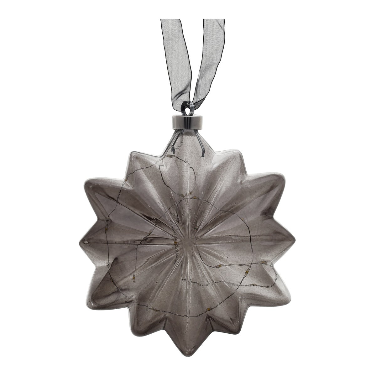 Bloem met lint grijs 19 cm 20 LED-ww Bloem met lint grijs 19 cm 20 LED-ww