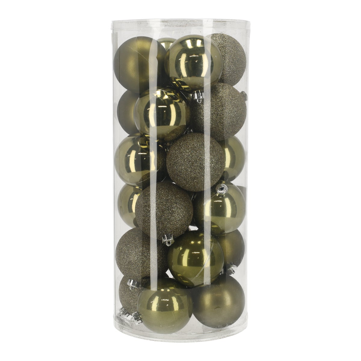 Kerstbal 8 cm mix koker 24 stuks olijf Kerstbal 8 cm mix koker 24 stuks olijf