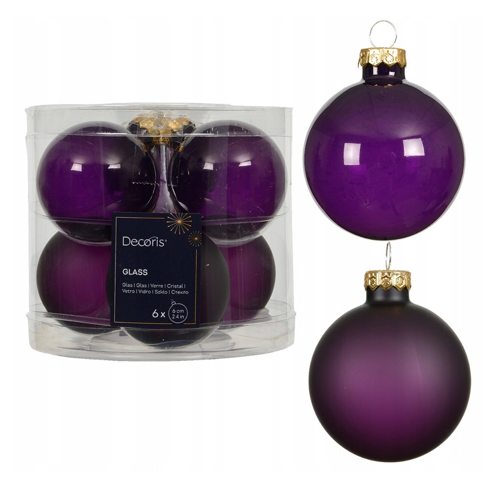 Kerstbal glas glans mat vijg 6 cm 6st. Kerstbal glas glans mat vijg 6 cm 6st.