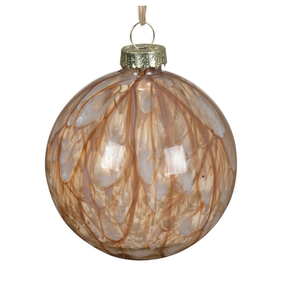 Kerstbal glas pecan 8 cm Kerstbal glas pecan 8 cm
