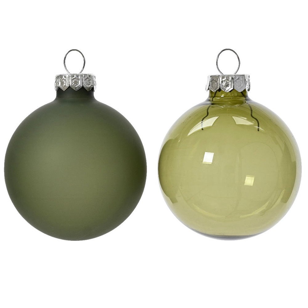 Kerstbal glas glans mat rosemarijn 6 cm 6 stuks Kerstbal glas glans mat rosemarijn 6 cm 6 stuks