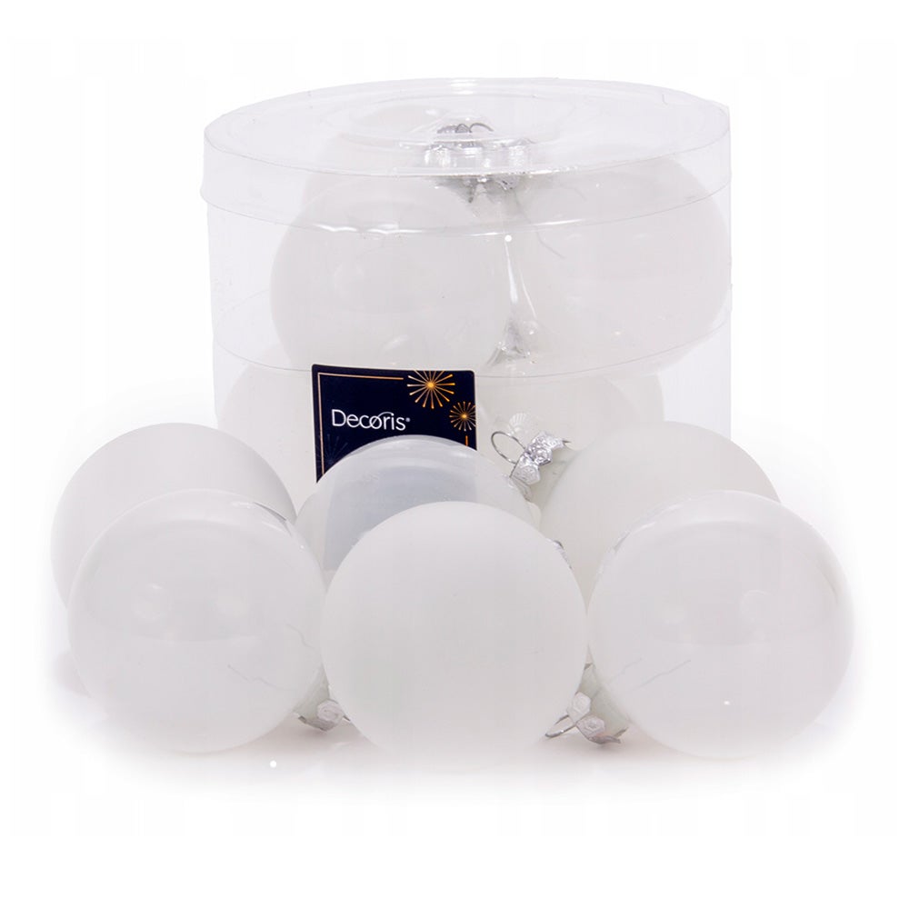 Kerstbal glas glans mat winterwit 6 cm 6 stuks Kerstbal glas glans mat winterwit 6 cm 6 stuks