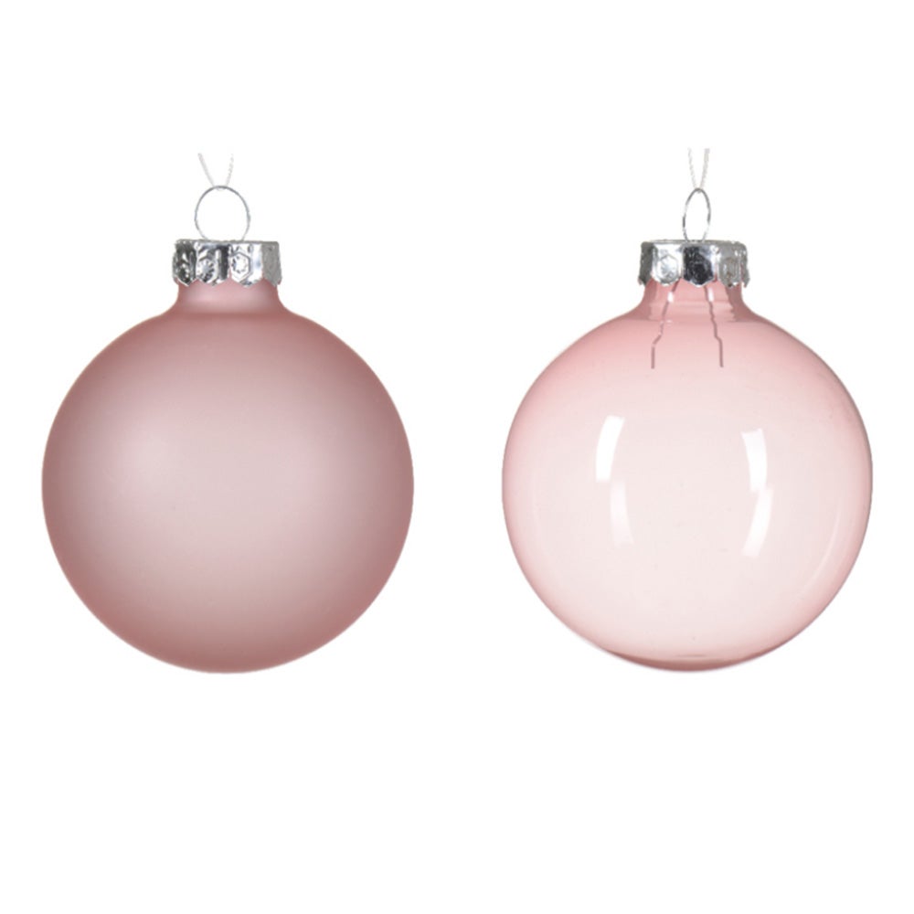 Kerstbal glas glans mat poederroze 6 cm 6 stuks Kerstbal glas glans mat poederroze 6 cm 6 stuks