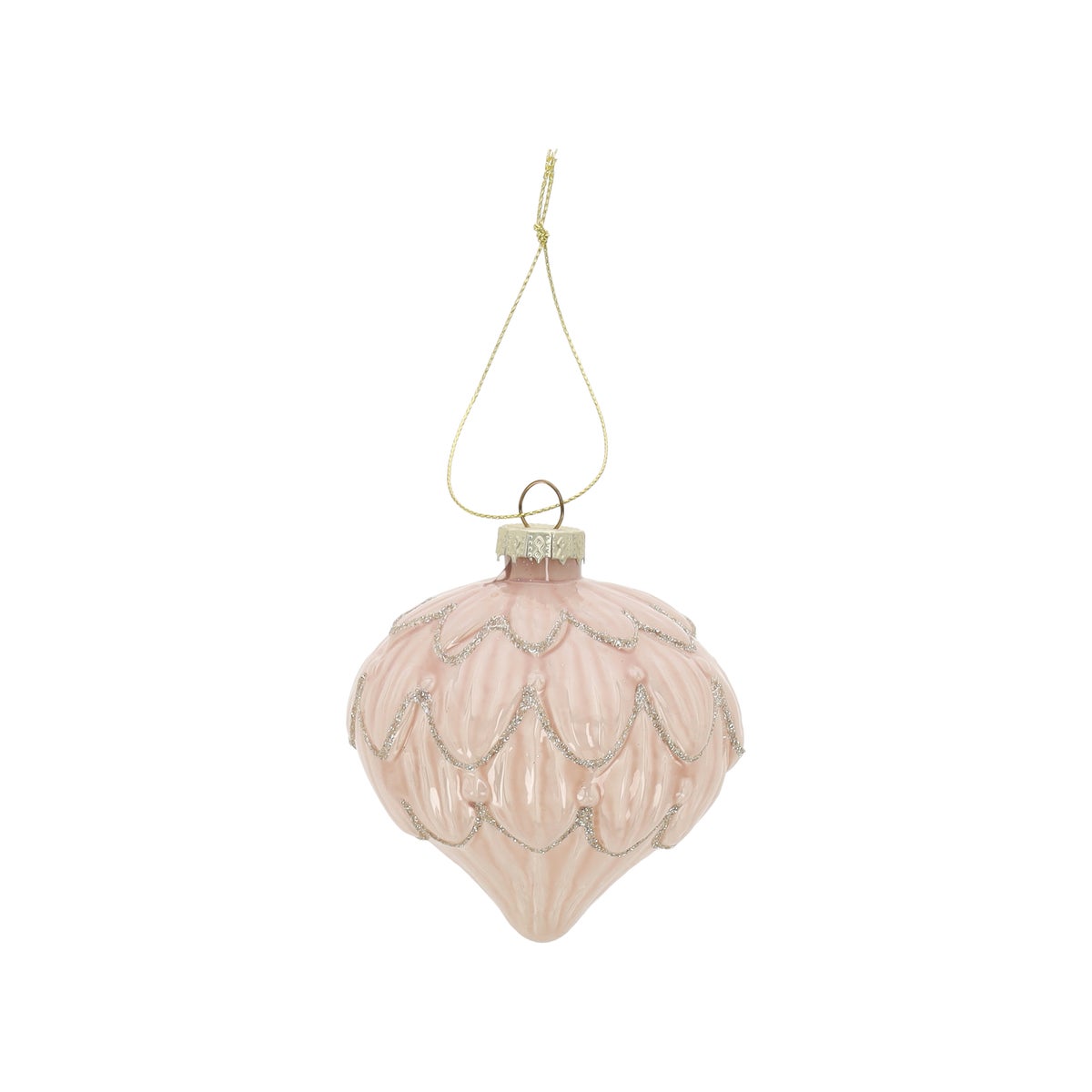 Kerstbal glas champagne 9 cm Kerstbal glas champagne 9 cm