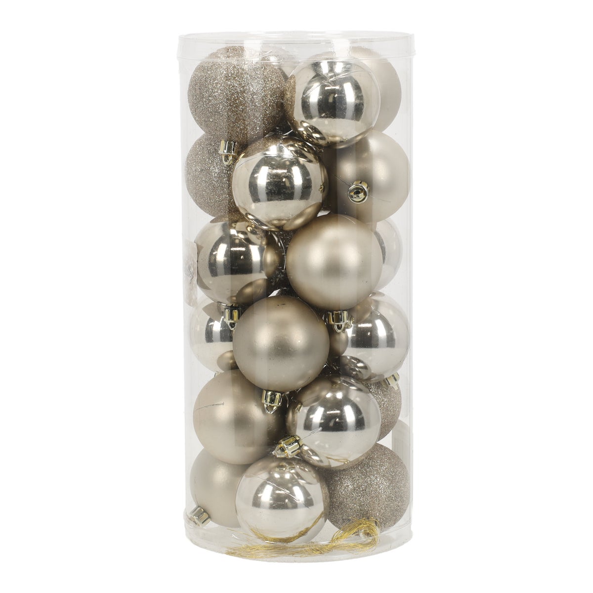 Kerstbal 6 cm mix koker 24 stuks cream Kerstbal 6 cm mix koker 24 stuks cream
