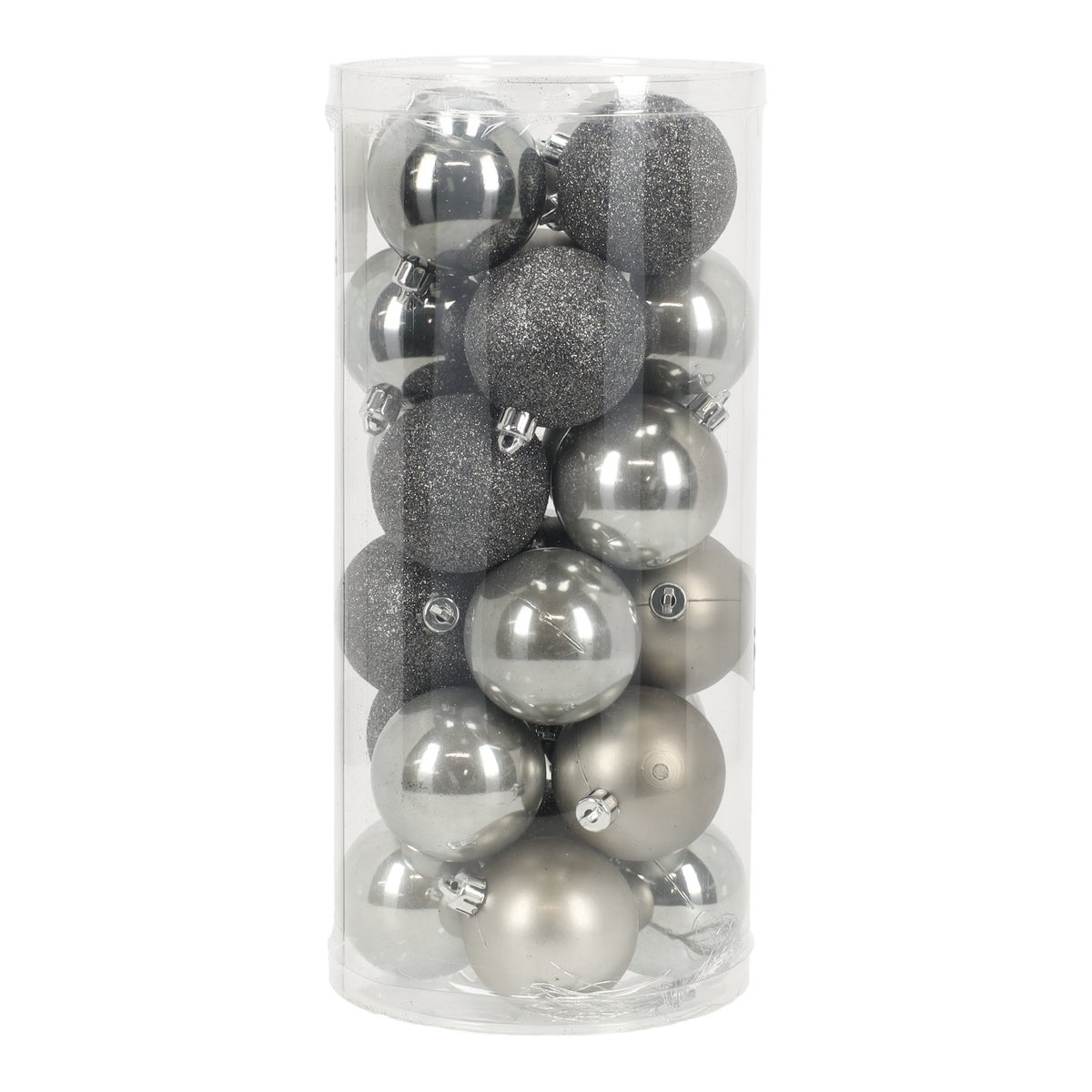 Kerstbal 6cm mix koker 24st mouse grey Kerstbal 6cm mix koker 24st mouse grey