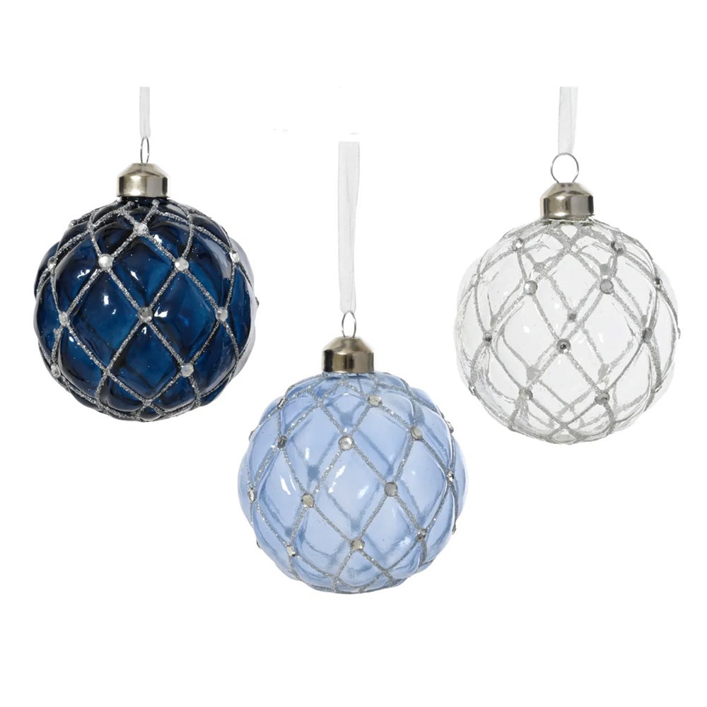 Kerstbal glas blauw 8 cm Kerstbal glas blauw 8 cm