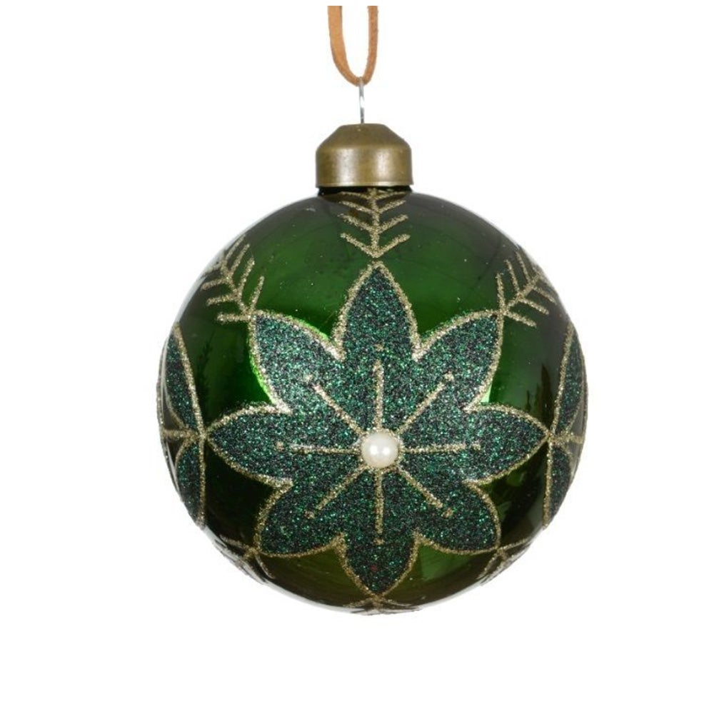 Kerstbal glas rood groen 8 cm Kerstbal glas rood groen 8 cm