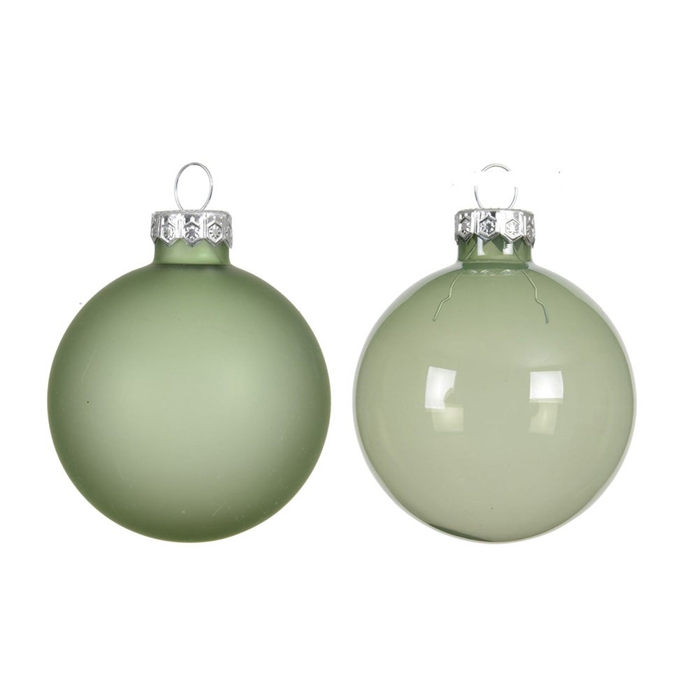 Kerstbal glas glans mat matcha 6 cm 6 stuks Kerstbal glas glans mat matcha 6 cm 6 stuks