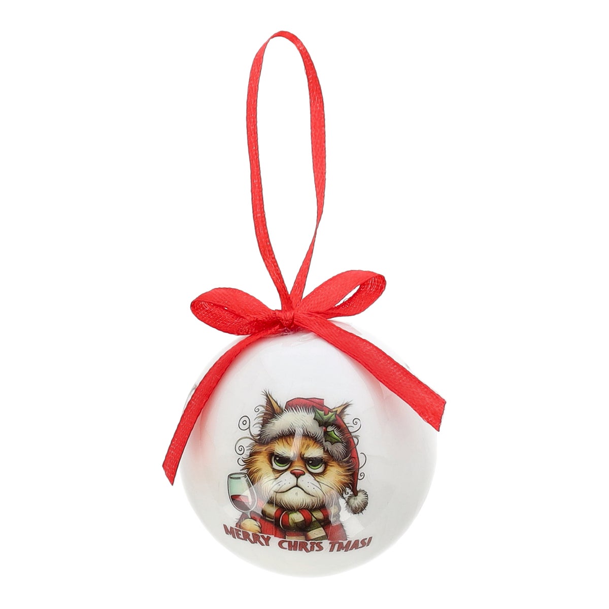 Kerstbal kat wijn 6 cm Kerstbal kat wijn 6 cm