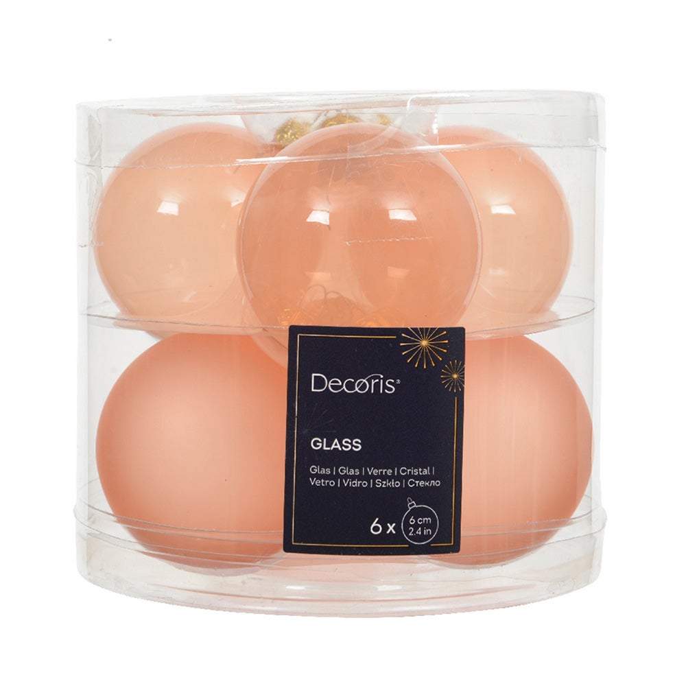 Kerstbal glas glans mat peach 6 cm 6 stuks Kerstbal glas glans mat peach 6 cm 6 stuks