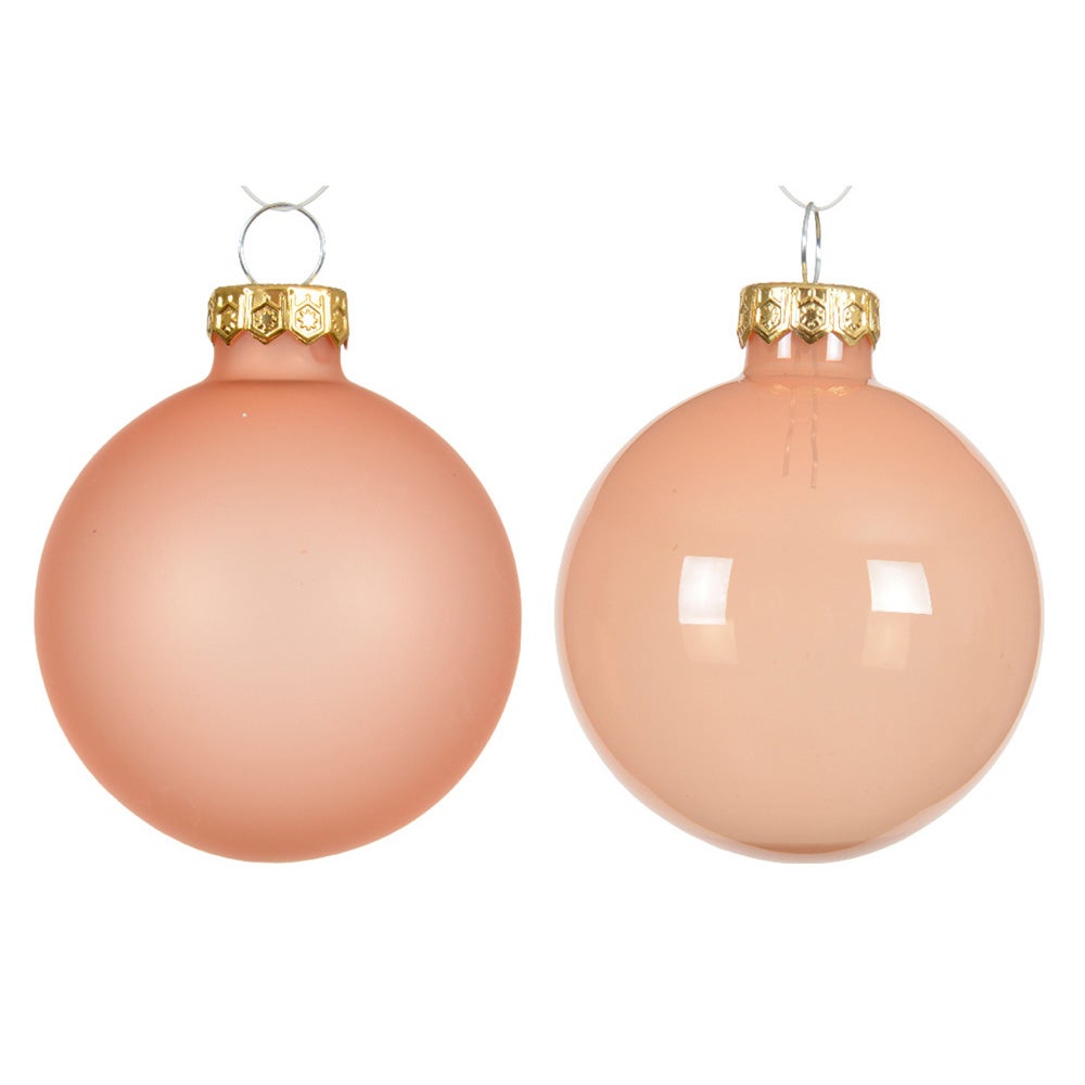 Kerstbal glas glans mat peach 6 cm 6st. Kerstbal glas glans mat peach 6 cm 6st.