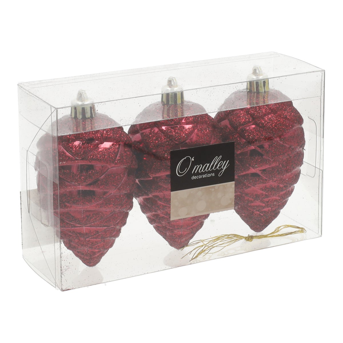 Dennenappel 9 cm cherry red 3 stuks Dennenappel 9 cm cherry red 3 stuks