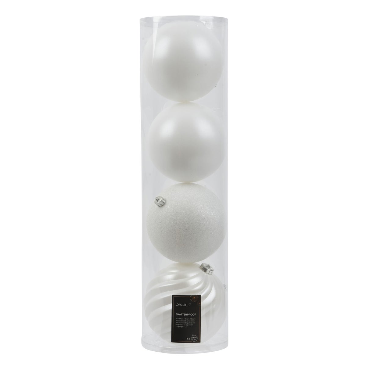 Kerstbal winter white 14 cm 4 stuks Kerstbal winter white 14 cm 4 stuks