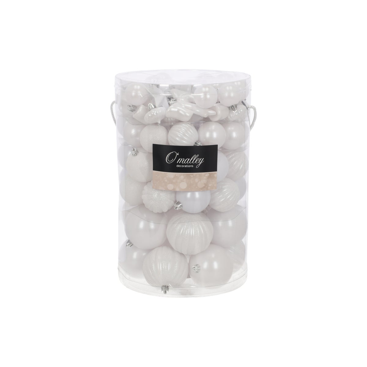 Kerstbal mix 4 t/m 8 cm winter white 81 stuks Kerstbal mix 4 t/m 8 cm winter white 81 stuks