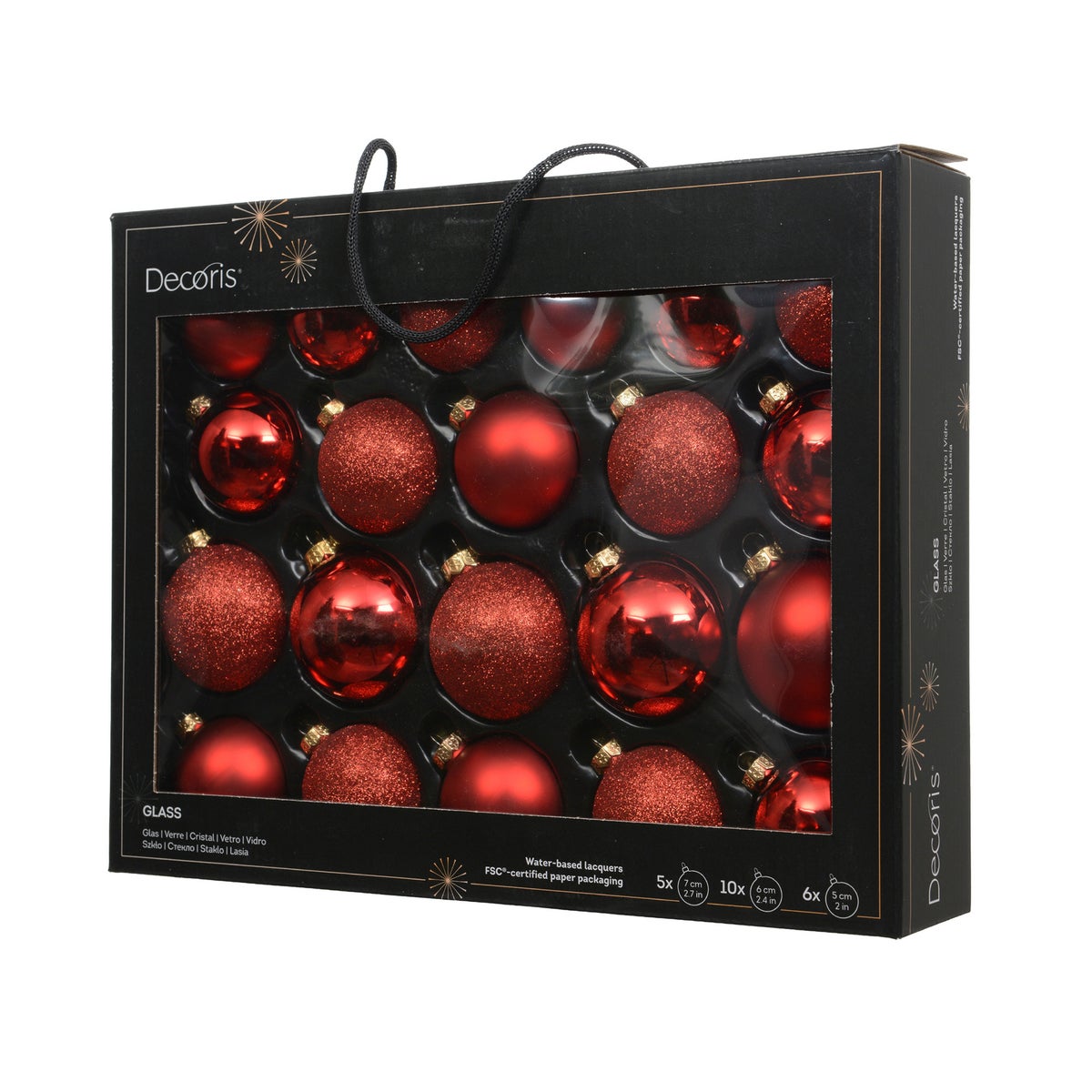 Kerstbal Glas mix rood 21 stuks Kerstbal Glas mix rood 21 stuks