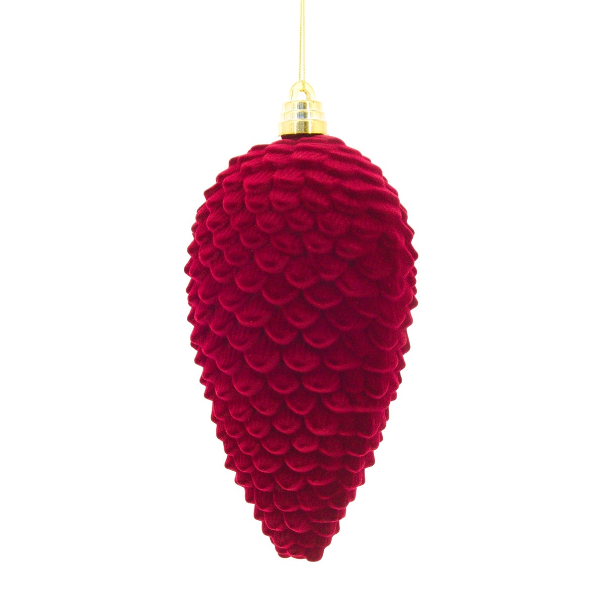 Dennenappel flock burgundy 25 cm Dennenappel flock burgundy 25 cm