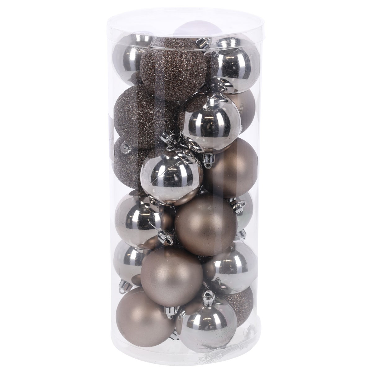 Kerstbal 6cm mix koker 24st taupe Kerstbal 6cm mix koker 24st taupe