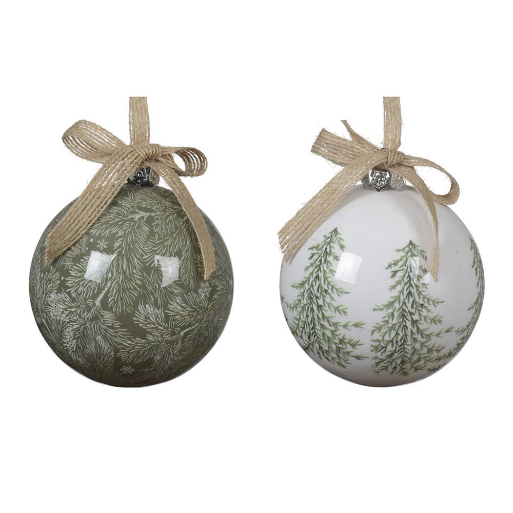 Kerstbal 8 cm wit groen Kerstbal 8 cm wit groen