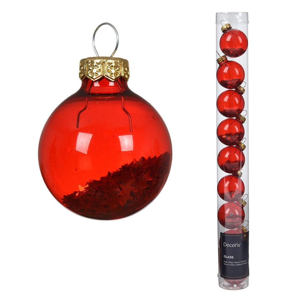 Kerstbal glas 3 cm 9 stuks rood Kerstbal glas 3 cm 9 stuks rood