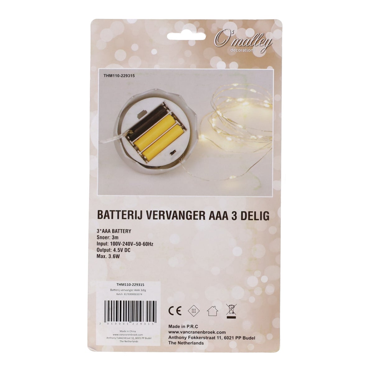 Kerstdorp Batterij vervanger AAA 3dlg Kerstdorp Batterij vervanger AAA 3dlg