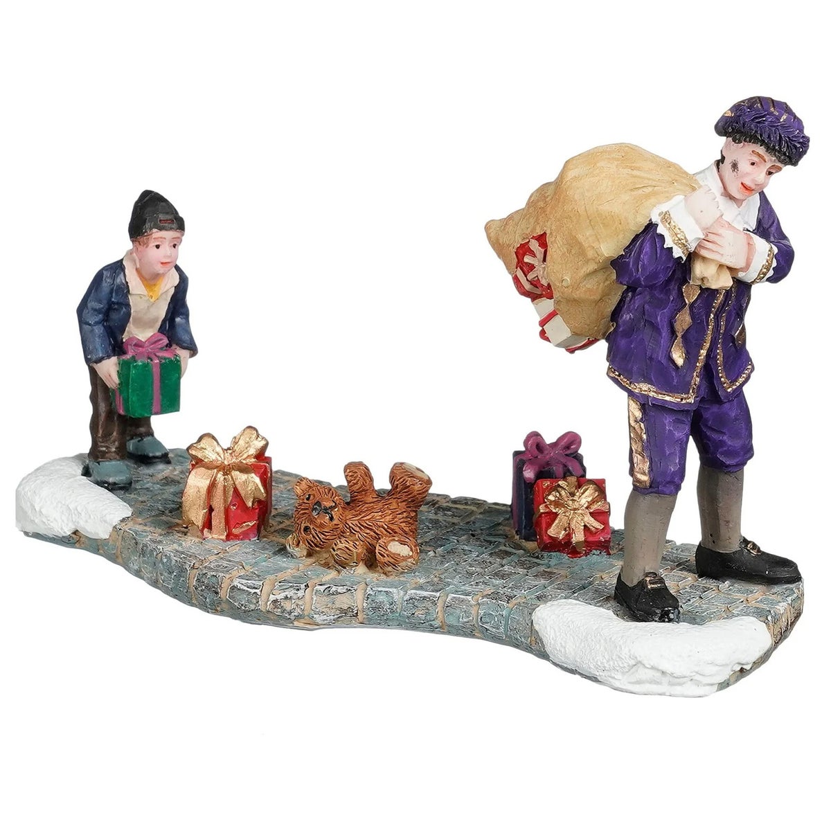 Kerstdorp Piet verliest cadeaus 13x6x10cm Kerstdorp Piet verliest cadeaus 13x6x10cm
