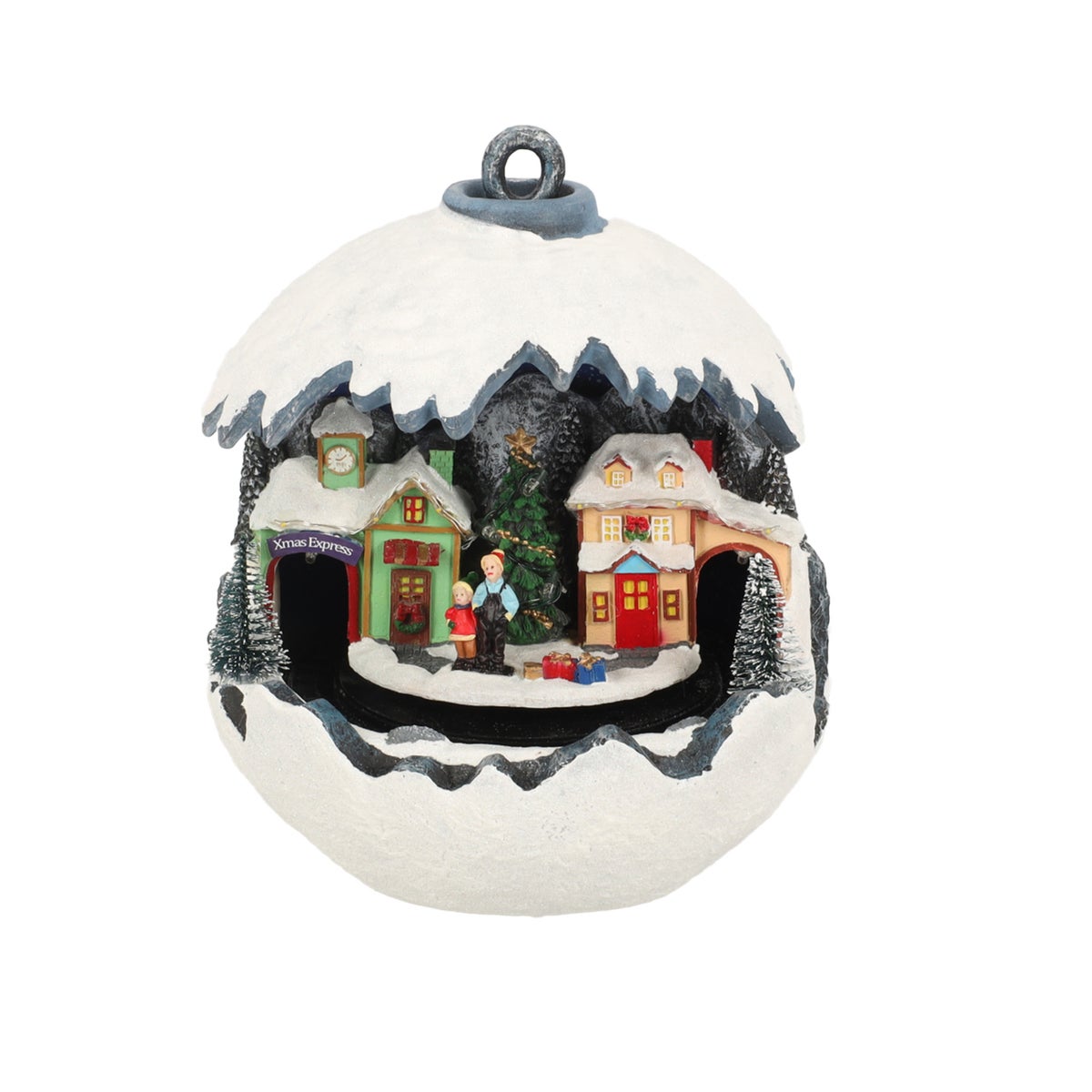 Kerstdorp trein sneeuwbal op voet Kerstdorp trein sneeuwbal op voet