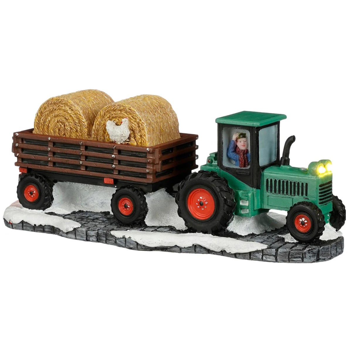 Kerstdorp Tractor met strokar 20x8x6cm Kerstdorp Tractor met strokar 20x8x6cm