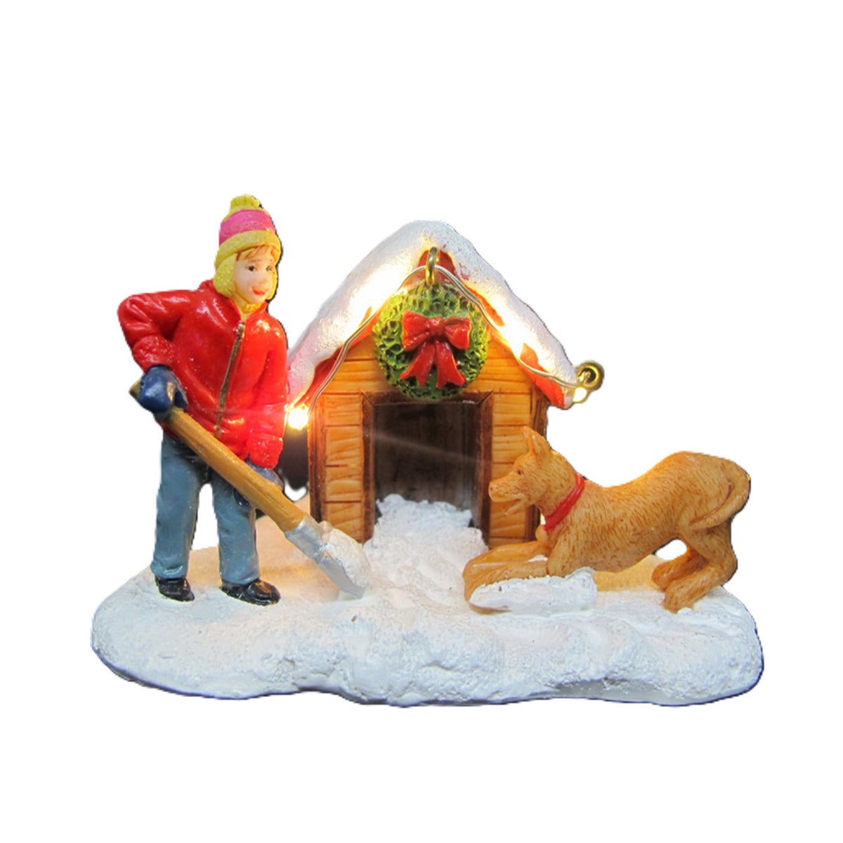 Kerstdorp Sneeuwschep en hond FC263 Kerstdorp Sneeuwschep en hond FC263