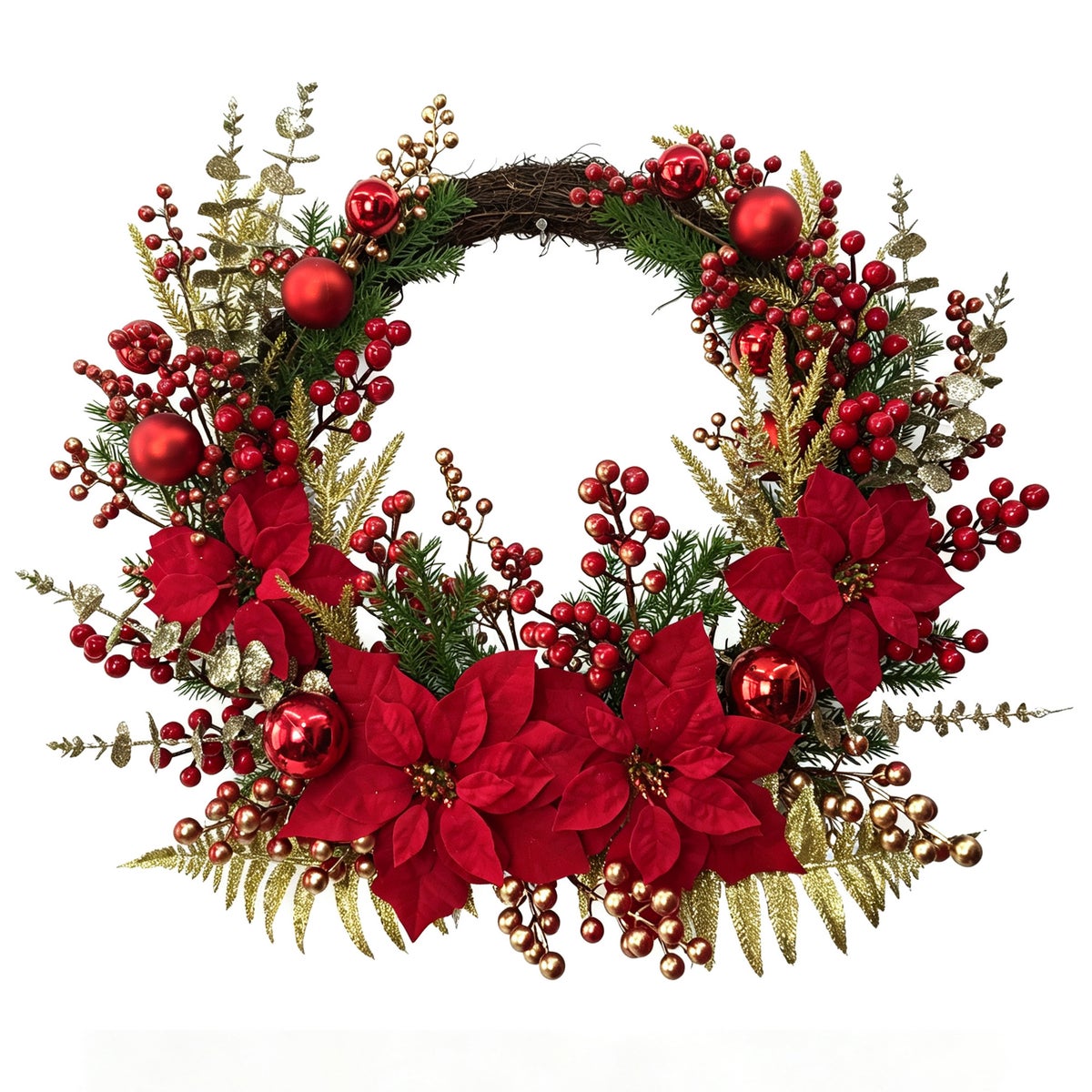 Krans kerstroos rood 60 cm Krans kerstroos rood 60 cm