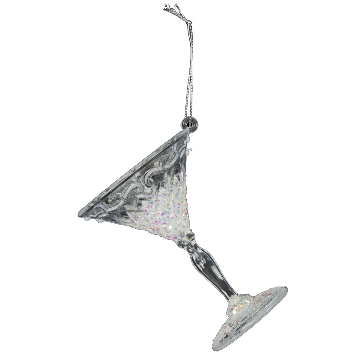 Anhänger Cocktailglas Glitzer Transparent 10 cm Anhänger Cocktailglas Glitzer Transparent 10 cm