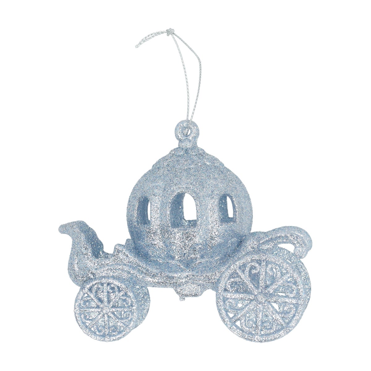 Kersthanger koets glitter ijsblauw 10 cm Kersthanger koets glitter ijsblauw 10 cm