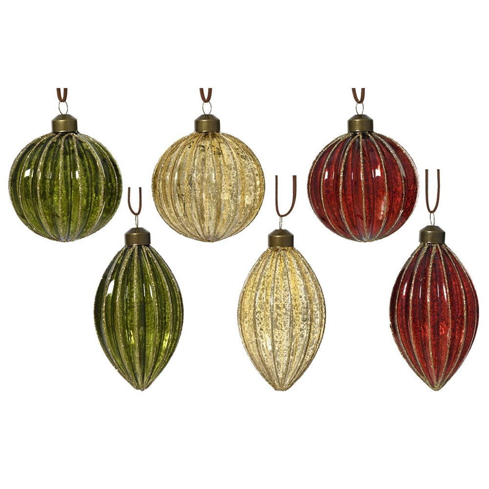 Hanger glas pegel groen rood creme 8 cm Hanger glas pegel groen rood creme 8 cm