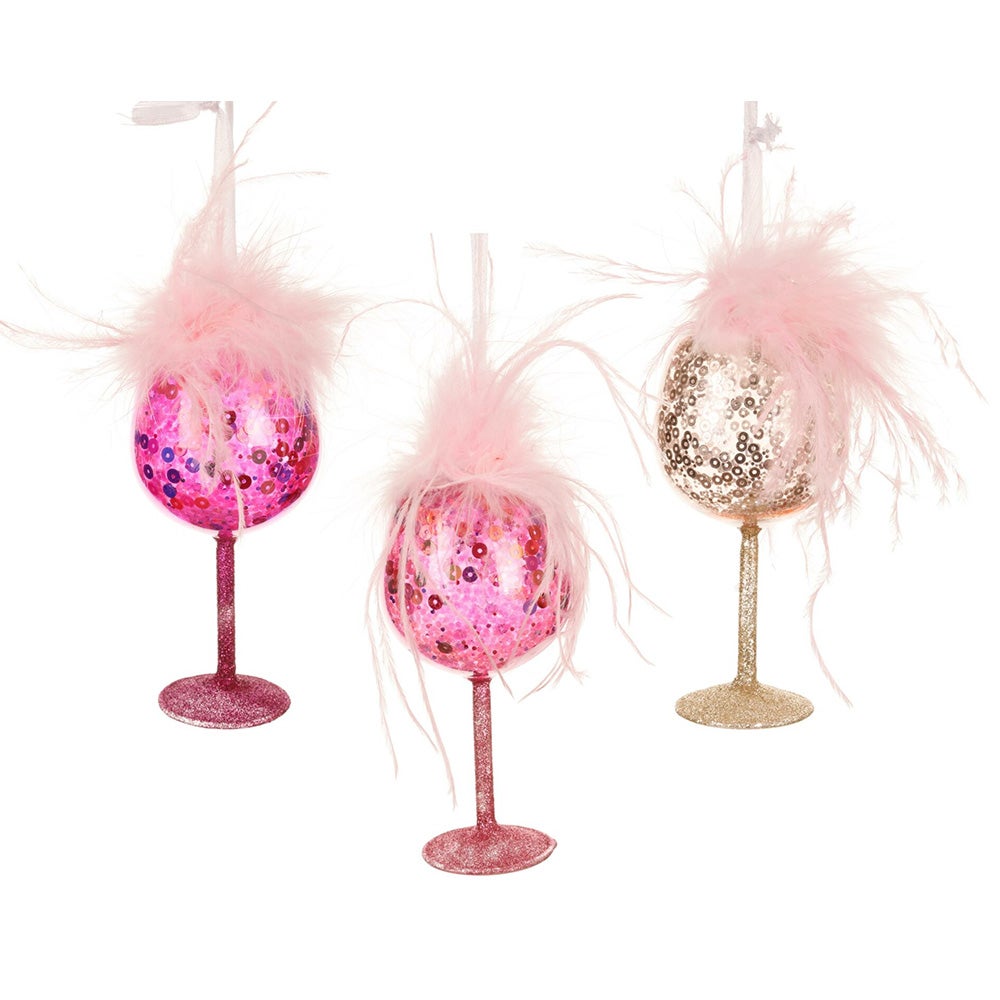 Hanger glas cocktail roze 10 cm Hanger glas cocktail roze 10 cm